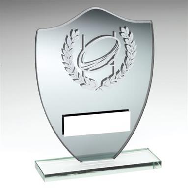 Glass Rugby Shield Design Trophy JR4-TD114